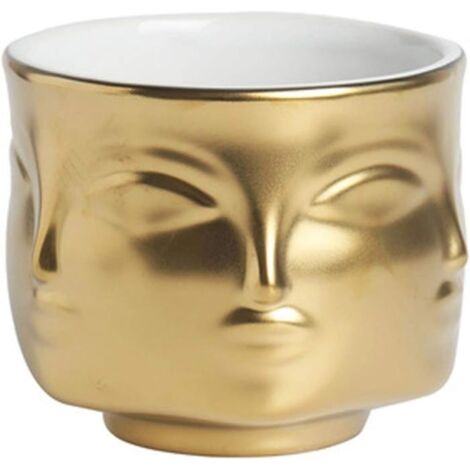 Pot de fleurs créatif avec visage humain Vase en céramique Décoration succulente Statue en céramique pour salon, bureau et balcon D
