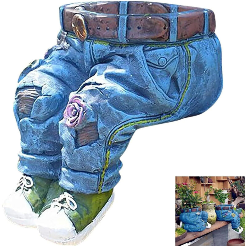 Pot de fleurs créatif en résine inspiré d'un jean, pot