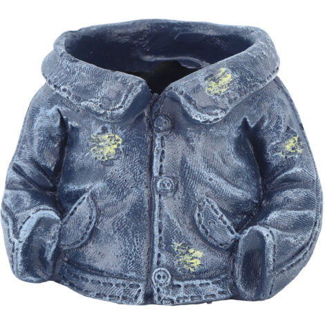 Pot de Fleurs Créatif Veste Bleue pour Jardin - Cache-pot Décoratif en Résine pour Plantes Succulentes, Idée Cadeau Original