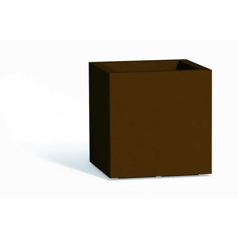 Idralite - Pot de fleurs carré en résine h 40 mod. Cube 40x40 cm marron