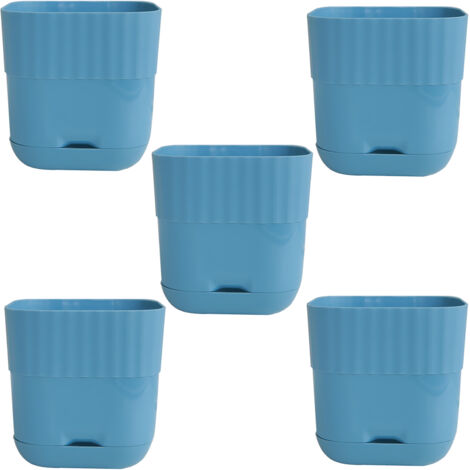 Pot de fleurs cube Modèle Size 1 (12cm diamètre/haut.) bleu lac Pekka 5 pcs plastique plantes succulentes ivy racines contrôle