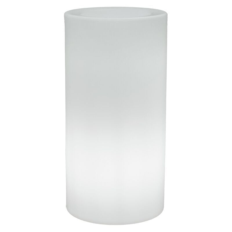 Palma 70 Jardinière ronde et haute avec lumière pour plantes et fleurs très résistantes. Lumière blanche froide avec câble. Fabriqué en Polyéthylène