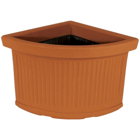 Pot de fleurs d'angle décoratif, 40 x 40 cm, H 34 cm, en polymère de terre cuite résistant, pour plantes de jardin et de terrasse - Fabriqué en Italie