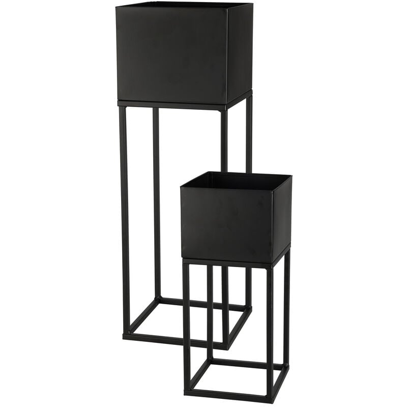Spetebo - Pot de fleurs de jardin en métal lot de 2 noir - 58 / 37 cm - support pour plantes avec jardinière intégrée