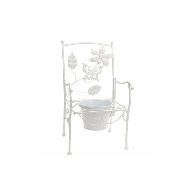 QEM - Pot de fleurs décoratif Chaise en métal Blanc