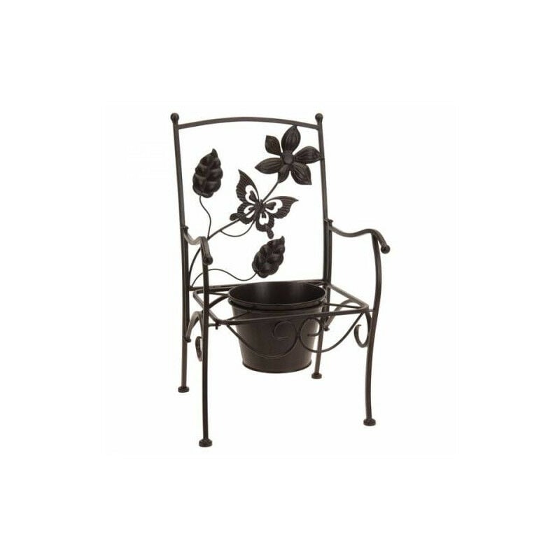 Pot de fleurs décoratif Chaise en métal Marron - marron