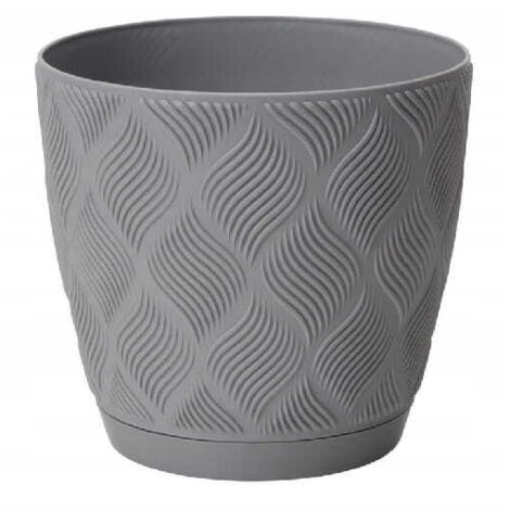 Pot de fleurs décoratif en plastique gris 12,8 x 11,8 cm