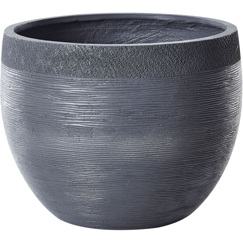 Pot de Fleurs d'Extérieur Rond 50x50x39 cm en Pierre Résistant aux uv Gris Zakros