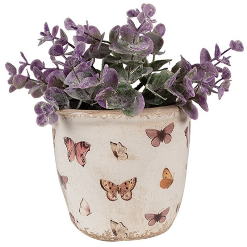 La Grande Prairie - Pot de fleurs d'intérieur beige papillons 11x10cm La Grande Prairie - Pot de fleurs d'intérieur beige papillons 11x10cm
