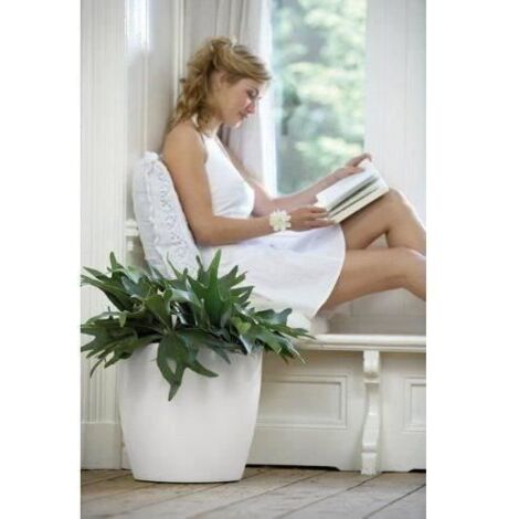 Pot De Fleurs Elho Brussels Rond Roues Ø40cm Blanc
