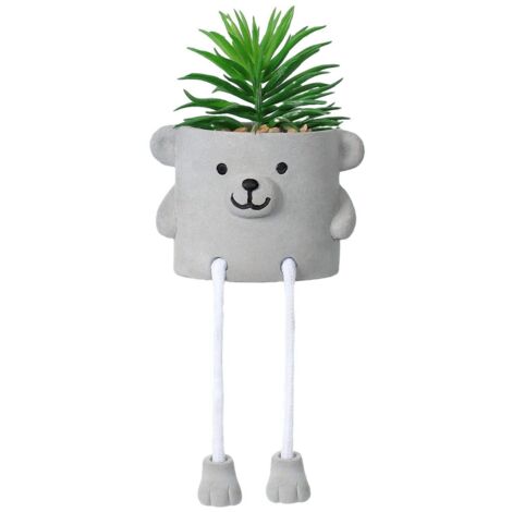 Pot de fleurs en béton motif ours en peluche pour décoration intérieure et plantes vertes maison