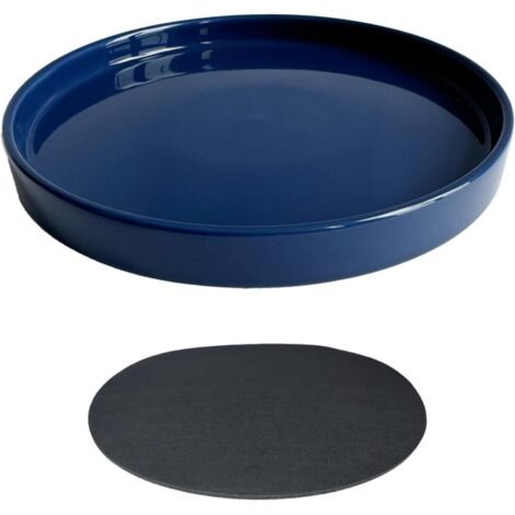 Pot de fleurs en céramique bleu de 25 cm de diamètre extérieur, adapté aux bacs à fleurs d'intérieur et d'extérieur, 1 pièce