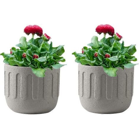 Pot de fleurs en céramique - Intérieur - Texture mate - Idéal pour les plantes grasses - Petit pot pour salon, bureau - 11 x 13 cm - Gris
