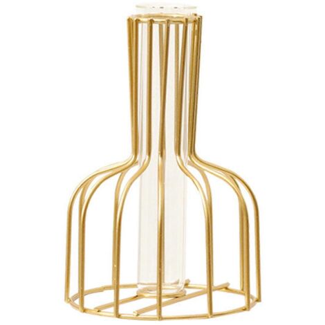 Pot de fleurs en fer forgé de style nordique, vase tubulaire en verre pour plantes hydroponiques, décoration pour la maison, la chambre, un mariage ou un bureau