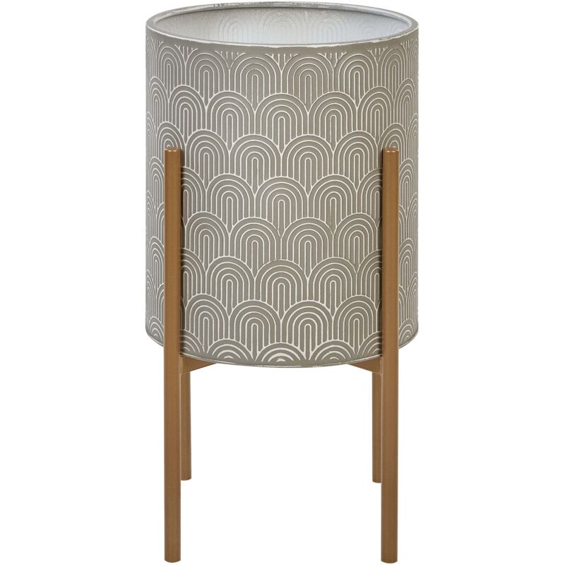 Beliani - Pot de Fleurs en Métal 31 x 31 x 58 cm Extérieur Inférieur Gris Aubrieta