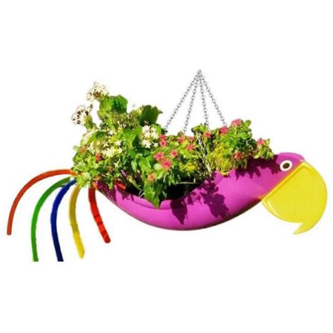 Pot de fleurs en métal en forme d'oiseau volant, pot de fleurs perroquet coloré, S, A--