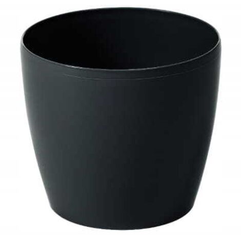 Pot de fleurs en plastique 18x16cm, cache-pot noir décoratif magnolia