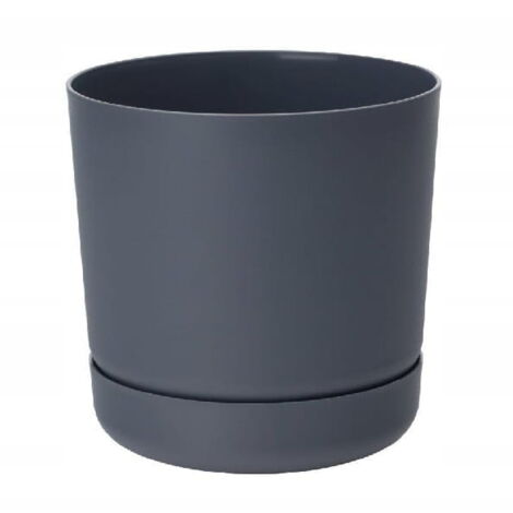 Pot de fleurs en plastique avec soucoupe 13x14,6cm anthracite mat