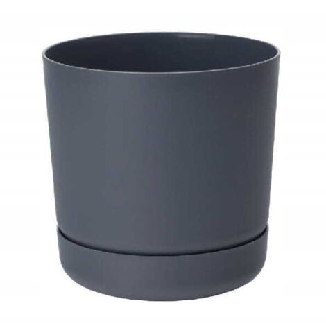 Pot de fleurs en plastique avec soucoupe 13x14,6cm anthracite mat
