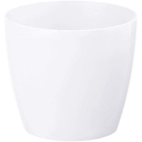 Pot de fleurs en plastique blanc 25x22 cm, magnolia lisse classique