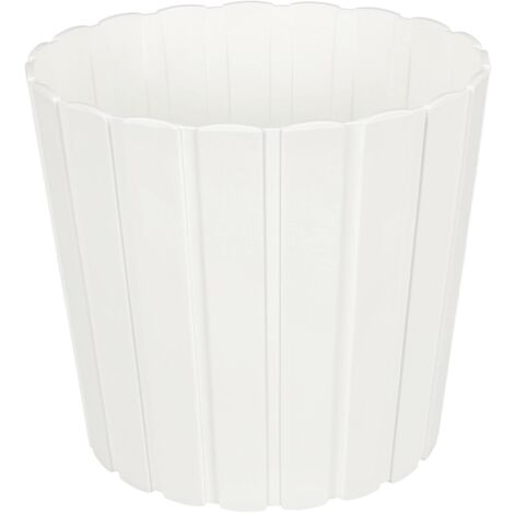 Pot de fleurs en plastique blanc pour fleurs et herbes aromatiques sur balcon ou terrasse, 28,5 x 26,5 cm
