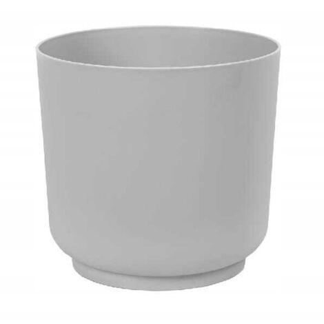 Pot de fleurs en plastique gris mat Satina 17 x 16,8 cm