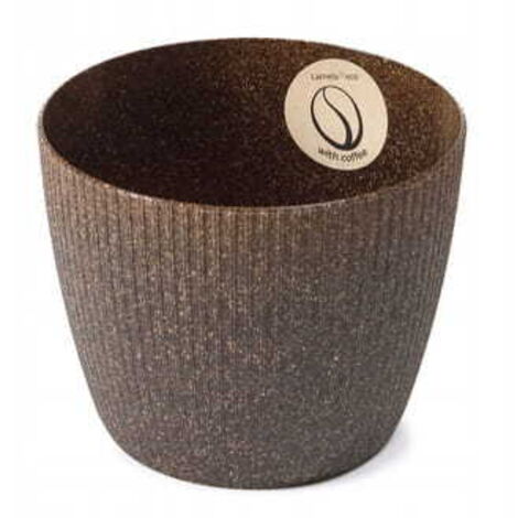 Pot de fleurs en plastique marron 14x11cm à rayures verticales Magnolia