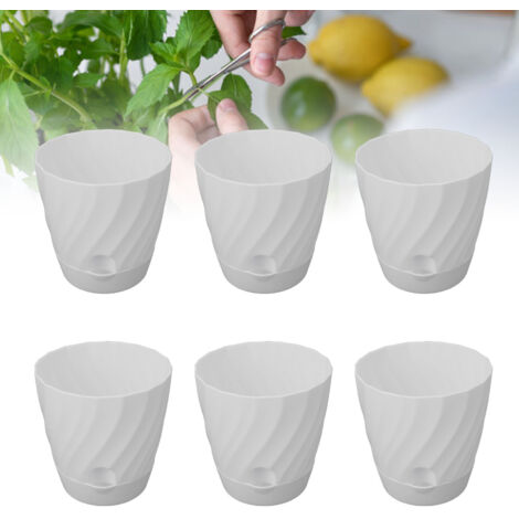 Pot de fleurs en plastique Pottor modèle 24602 6 pots légers et résistants pour jardin balcon maison blanc 122x82x123mm