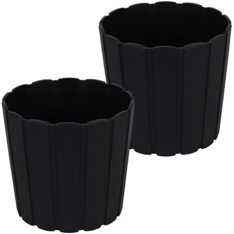 Pot de fleurs en plastique pour fleurs et herbes aromatiques sur balcon ou terrasse, anthracite, 15 cm, lot de 2.