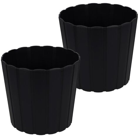 Pot de fleurs en plastique pour fleurs et herbes aromatiques sur balcon ou terrasse, anthracite, 20 cm, lot de 2.