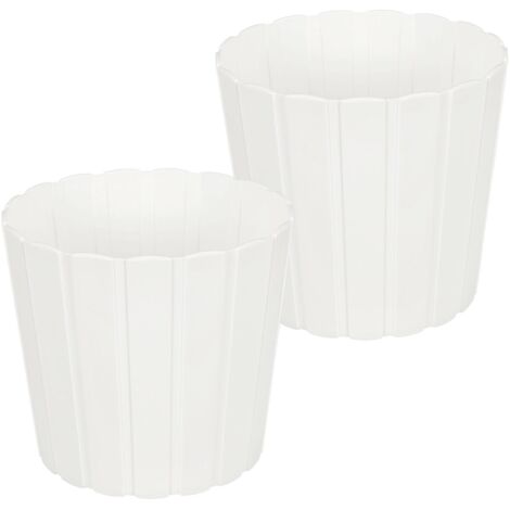 Pot de fleurs en plastique pour fleurs et herbes aromatiques sur balcon ou terrasse, blanc, 20 cm, lot de 2.