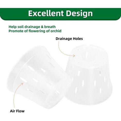 pot de fleurs en plastique transparent de 5 pouces pour orchidées