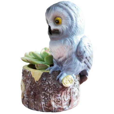 Pot de fleurs en résine en forme de hibou mignon, décoration pour jardin ou bureau, plante grasse