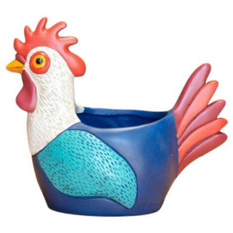 Pot de fleurs en résine en forme de poule, en forme de coq, L--