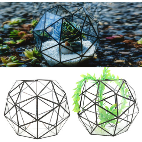 Pot de Fleurs en Verre Élégant avec Design Géométrique - Accessoire de Jardin Moderne pour Plantes