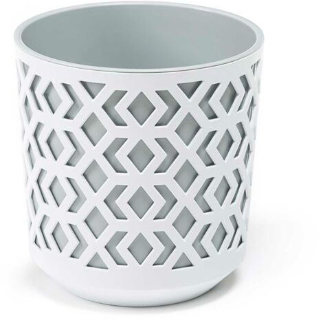 Pot de fleurs ethnique blanc et gris 25xh27 cm