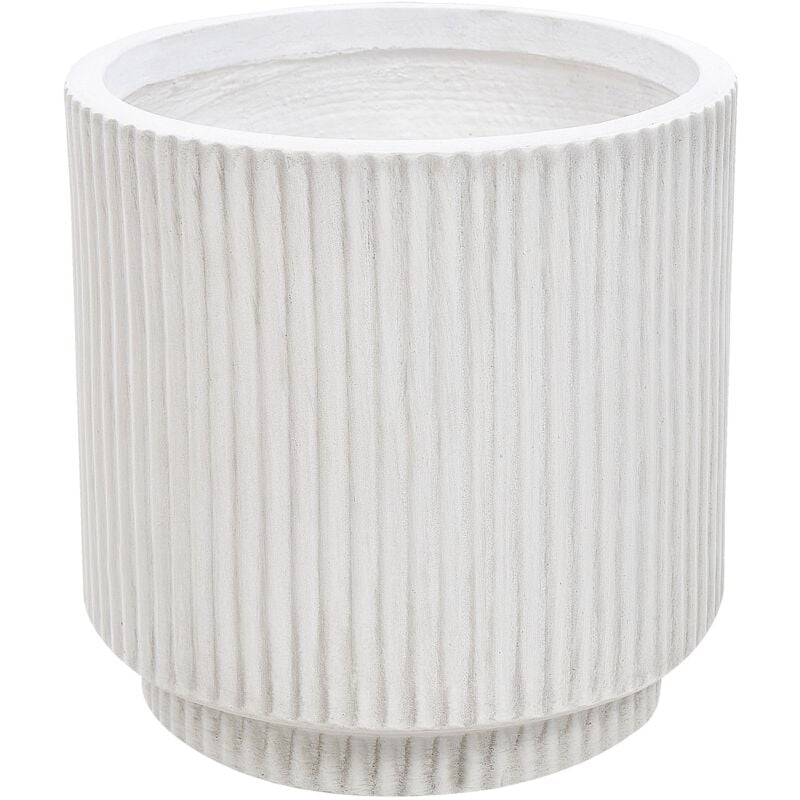 Pot de Fleurs Extérieur 24 x 24 x 24 cm en Fibre d'Argile Blanc Cassé Daria