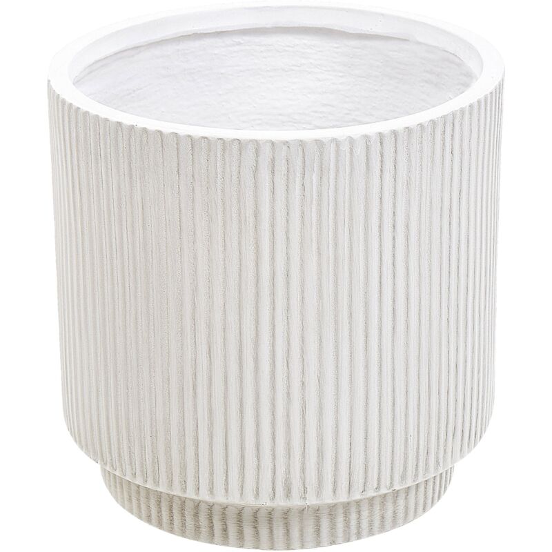 Pot de Fleurs Extérieur 30 x 30 x 30 cm en Fibre d'Argile Blanc Cassé Daria