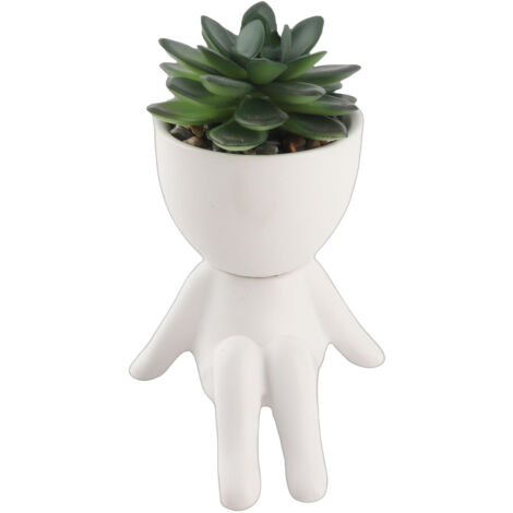 Pot de Fleurs Figure Céramique Décoratif pour Succulentes - Mini Design Moderne pour Décor Maison/Jardin - Lot de 2 Pots Céramiques Résistants