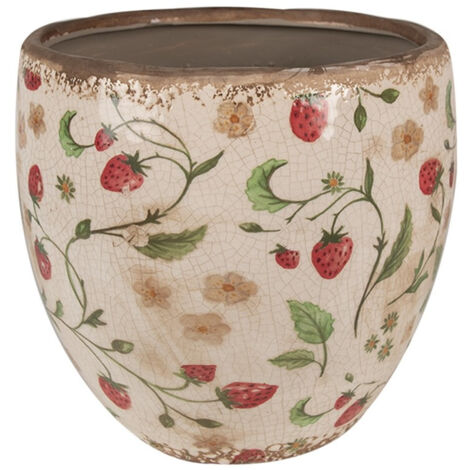Pot de fleurs Fraises céramique 18x18x18cm