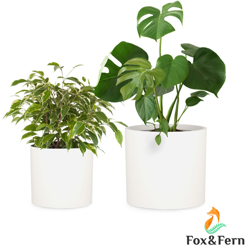 Blumfeldt - Pot de fleurs Gendt cache-pot lot de 2 tailles l/xl ciment fibre de verre intérieur / extérieur - Blanc