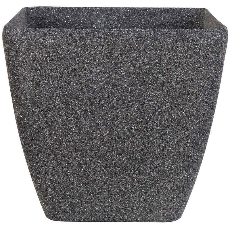 Beliani - Cache-Pot Gris Foncé Cube en Pierre et Polyrésine 34 cm Pot de Fleurs au Design Moderne Idéal pour Extérieur et Intérieur