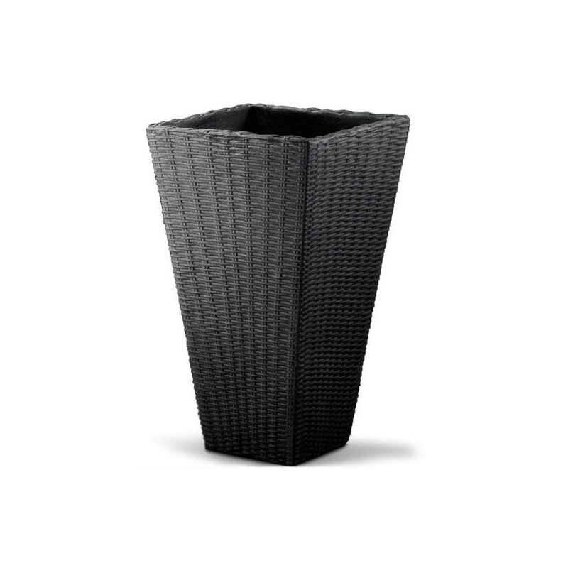 Pot de fleurs imitation rotin anthracite 40 x 40 x 70 cm - Gris Anthracite