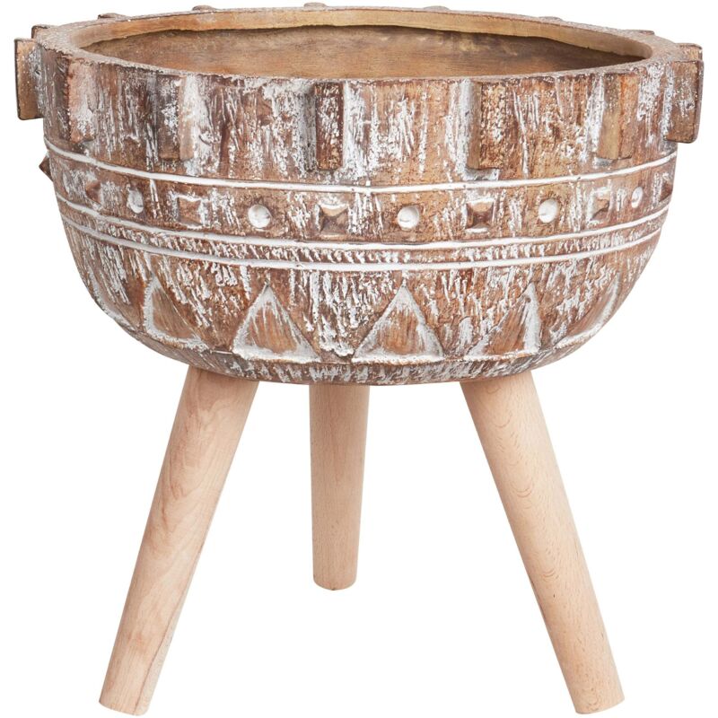 Pot de Fleurs Industriel Jardinière Magnésium Support en Bois Marron Clair Asplenium