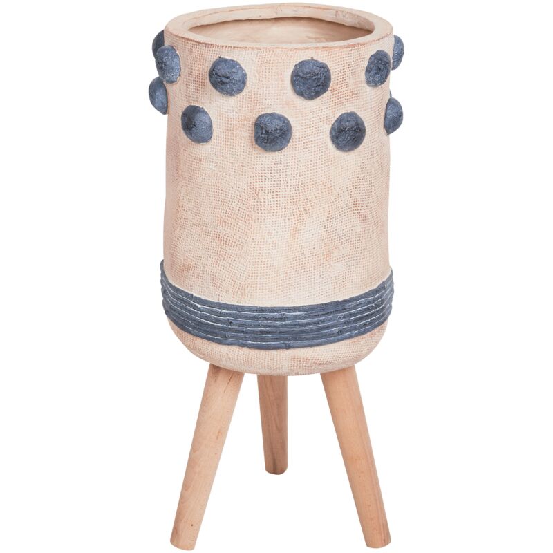 Pot de Fleurs Industriel Support en Bois Magnésium Beige Sable Bletilla