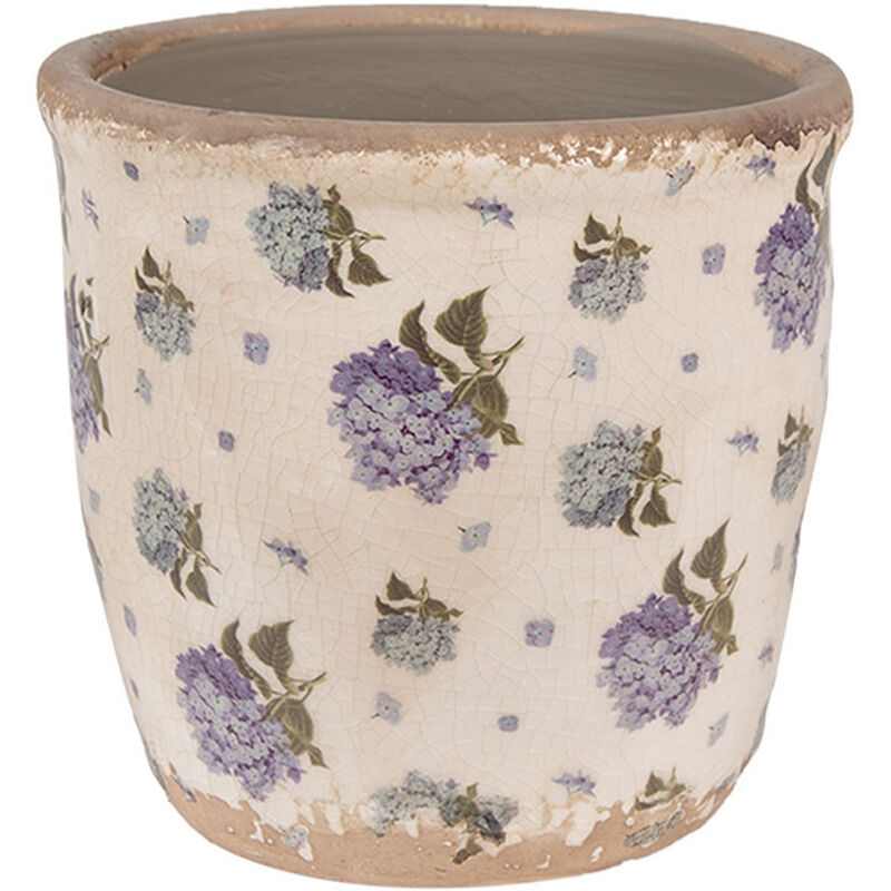 Pot de fleurs intérieur céramique beige bleu 13x12x12cm Pot de fleurs intérieur céramique beige bleu 13x12x12cm