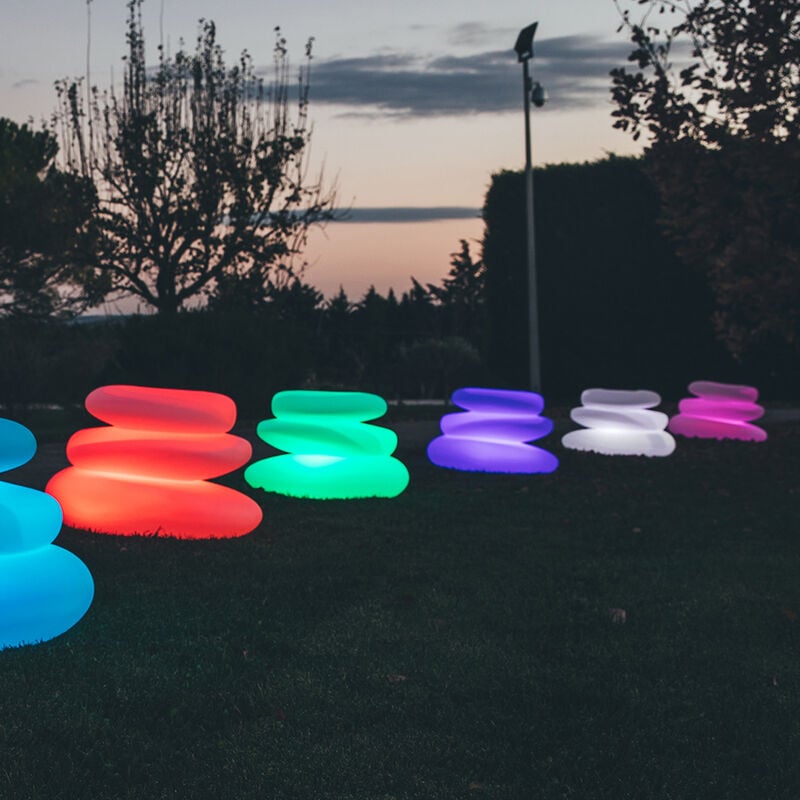 Idralite - Lampe à poser de jardin décoration lumineuse en résine 75X62X47 h mod. Eden led Multicolor avec Câble