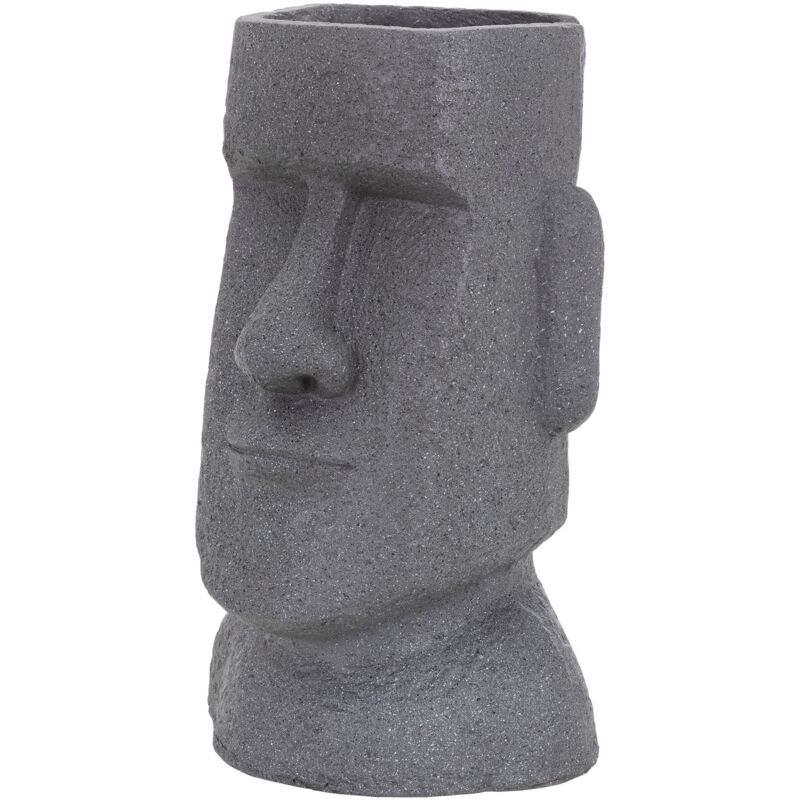 ML-Design Pot de Plantes/Fleurs Tête Île de Pâques, 26x23x43 cm, Gris, Polyrésine, pour Intérieur/Extérieur, Statue Massif, Grand Buste Sculpture,