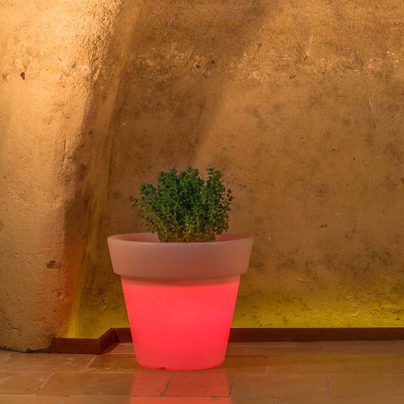 Tekcnoplast - Pot de fleurs Led en résine h 45 mod. Begonia Tondo lampe rouge