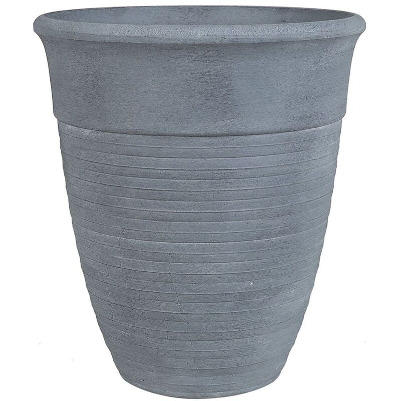 Cache-Pot Gris en Forme de Vase Diamètre 43 cm Pot de Fleurs en Pierre et Polyrésine de Style Vintage Idéal pour Extérieur et Intérieur Beliani